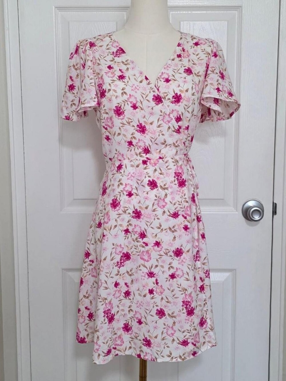 Pink Floral Wrap Dress